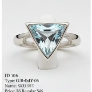 Aquamarine Trillion Cut Silver Ring