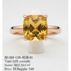 Golden Citrine Cushion Cut Ring