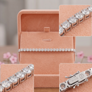 Women's Princess-Cut Moissanite Bracelet in Sterling Silver