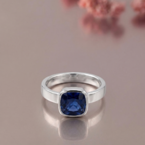 Cushion-Cut Blue Sapphire Ring in Sterling Silver